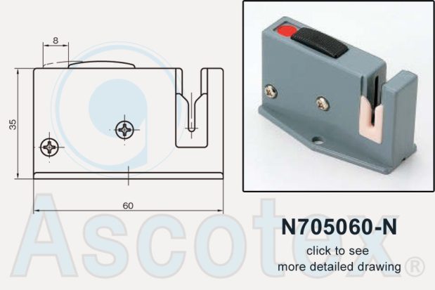 Photograph and 2D line drawing of yarn break sensor reference N705060-N