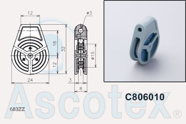 C806010 - Bearing Roller Assembly Drawing and Photograph